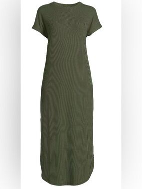 Time & Tru Ribbed Maxi Dress Olive-Medium